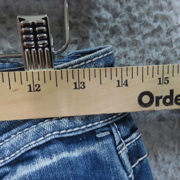 Miss Me Capri Jeans 26 Blue Embellished Bling Pockets Mid Rise Cuffed Denim - Picture 8 of 14